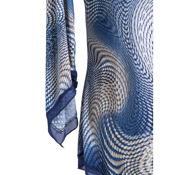 Women's Dressy Keyhole Tunic Blouse Top Blue Flowy Size M Long Sleeve NWT - Picture 7 of 9